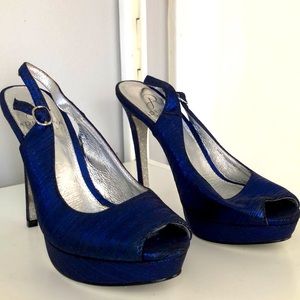 Adrianna Papell blue reflective heels